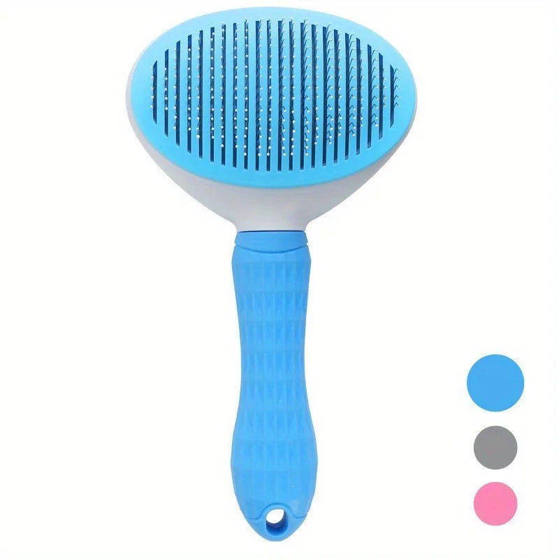 One-Click Pet Hair Removal Comb for Effortless Grooming of Dogs- Float Hair Removal Slicker Brush with Automatic Funct