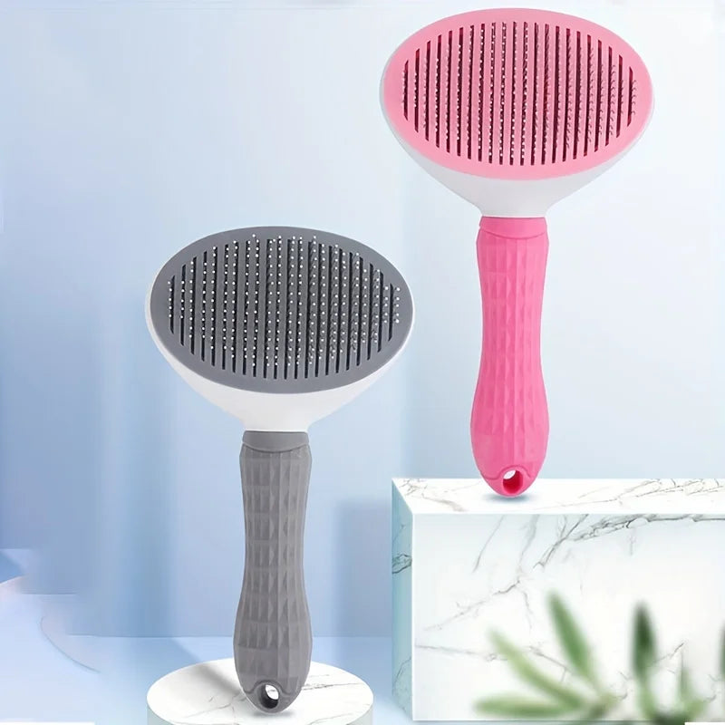 One-Click Pet Hair Removal Comb for Effortless Grooming of Dogs- Float Hair Removal Slicker Brush with Automatic Funct