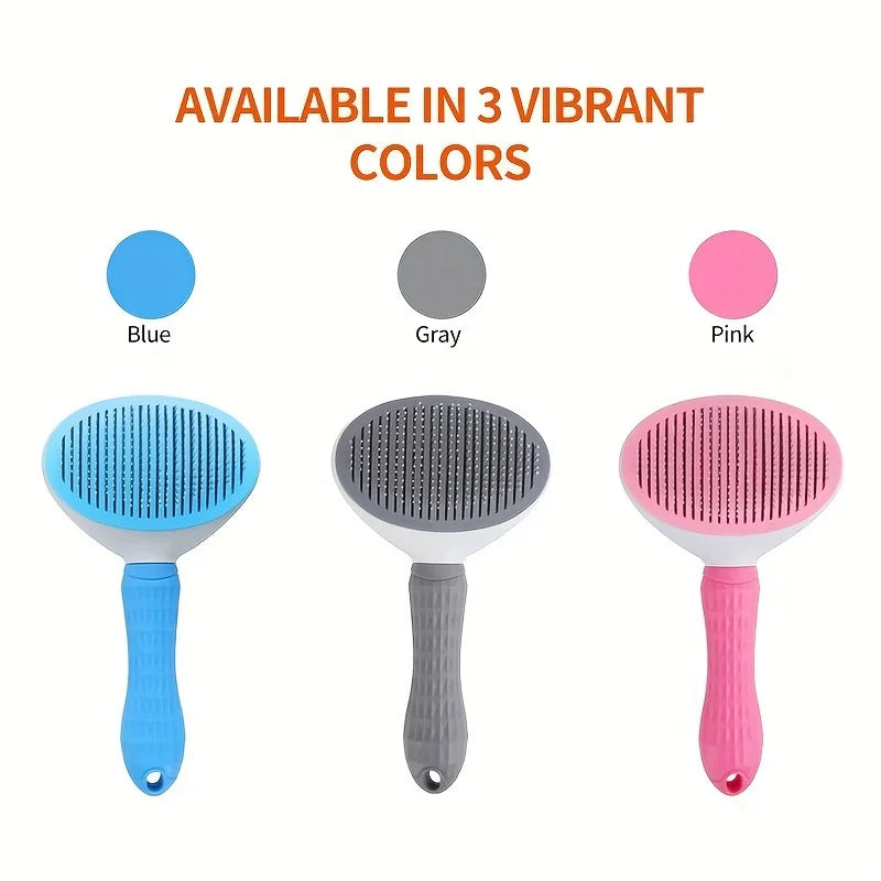 One-Click Pet Hair Removal Comb for Effortless Grooming of Dogs- Float Hair Removal Slicker Brush with Automatic Funct