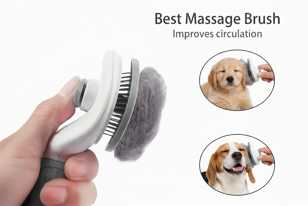 One-Click Pet Hair Removal Comb for Effortless Grooming of Dogs- Float Hair Removal Slicker Brush with Automatic Funct
