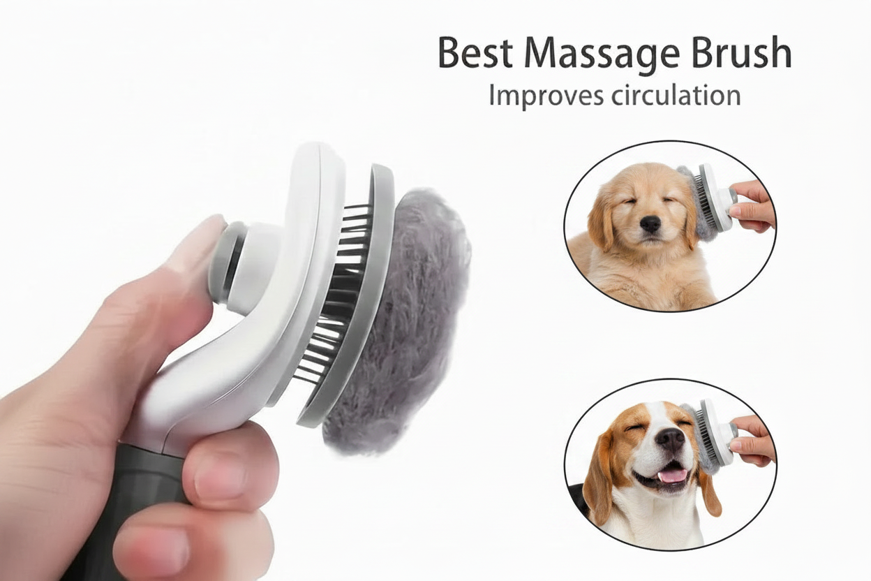 One-Click Pet Hair Removal Comb for Effortless Grooming of Dogs- Float Hair Removal Slicker Brush with Automatic Funct