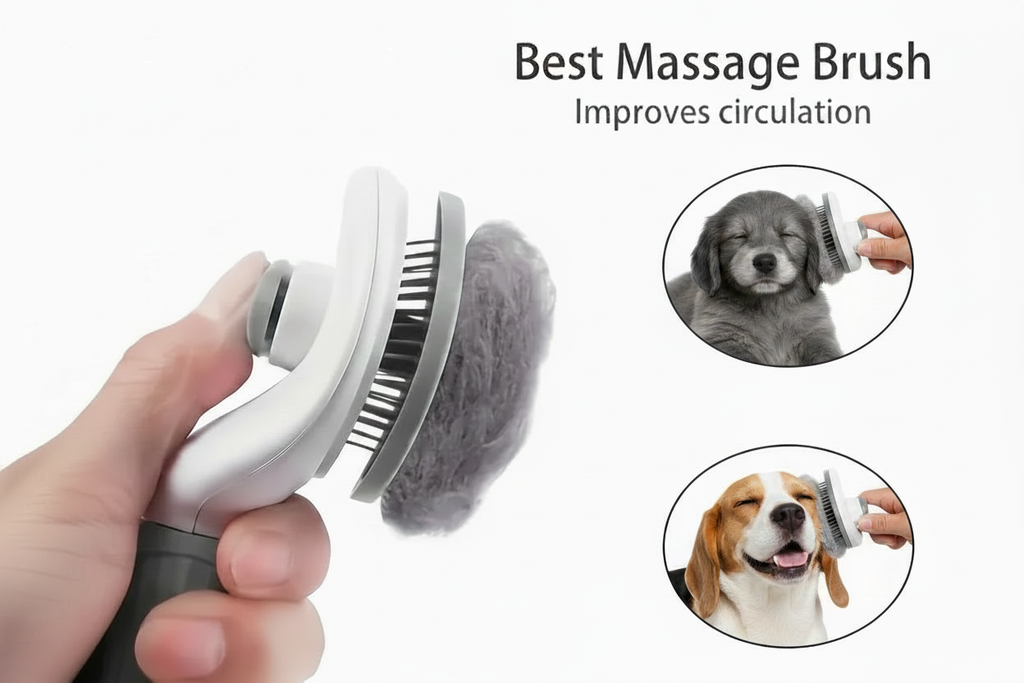 One-Click Pet Hair Removal Comb for Effortless Grooming of Dogs- Float Hair Removal Slicker Brush with Automatic Funct