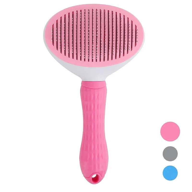 One-Click Pet Hair Removal Comb for Effortless Grooming of Dogs- Float Hair Removal Slicker Brush with Automatic Funct