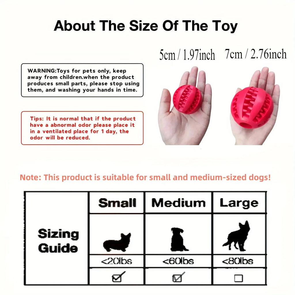 Dog Toy Ball, Nontoxic Bite Resistant Toy Ball for Pets. Including Dogs and Puppies. Pet Food, Treat Feeder, Chew Tooth Cleaning Ball.