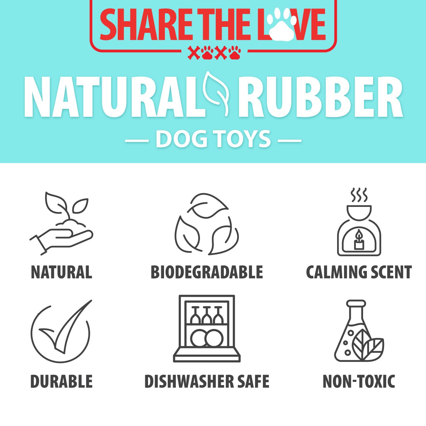 Toy Ring, Natural Rubber Dog Chew Toy for Tug, Fetch & Dental Support