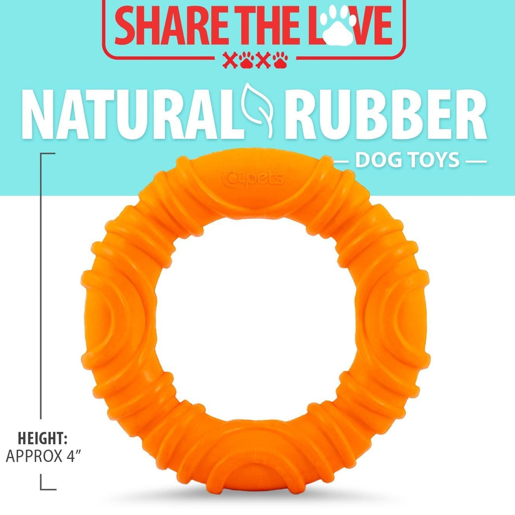 Toy Ring, Natural Rubber Dog Chew Toy for Tug, Fetch & Dental Support