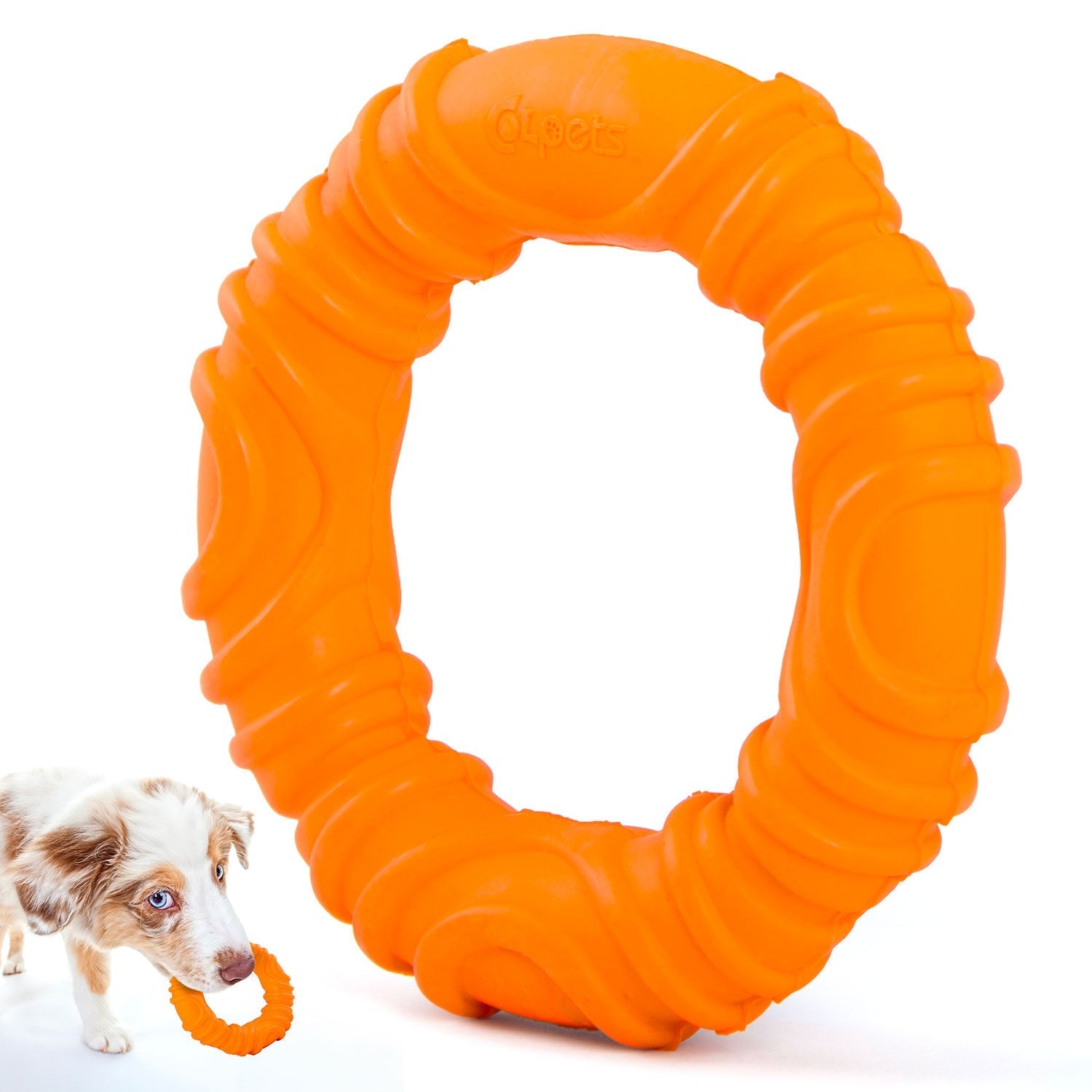 Toy Ring, Natural Rubber Dog Chew Toy for Tug, Fetch & Dental Support